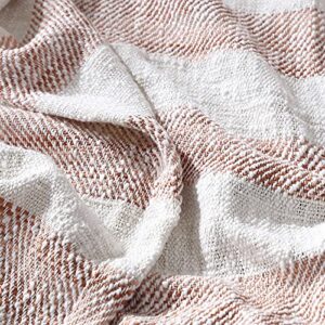 Brielle Home Lara Striped Cotton Throw Blanket, Spice, 50x60