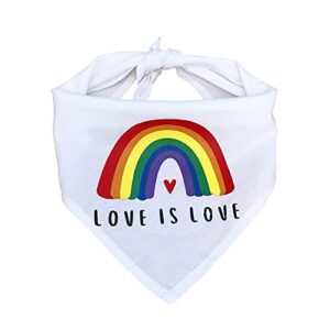 tinsow multi-purpose bandanas bibs, white with rainbow pattern dog kerchief lgbt+ pride day dog collar cat pets collar