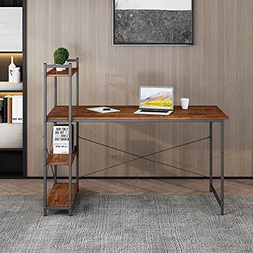 Decoholic Computer Desk with Storage Shelves Modern Simple Style PC Desk for Home Office (55 inch)