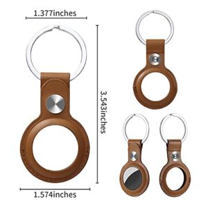 MITAIKO Airtag Holder Leather Keychain Case Accessories - Suitable for Apple AirTags Case with Hanging Buckle Key Ring, Anti-Scratch Protective Gift Keychain, Brown (1-Pack)