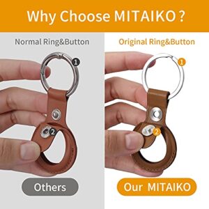 MITAIKO Airtag Holder Leather Keychain Case Accessories - Suitable for Apple AirTags Case with Hanging Buckle Key Ring, Anti-Scratch Protective Gift Keychain, Brown (1-Pack)