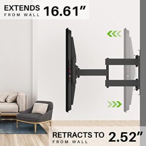 USX MOUNT UL Listed Full Motion TV Wall Mount for 37"-90" TVs, Pre-Assembled TV Mount Fits 16", 24" Wood Studs, Universal with Swivel and Tilt TV Bracket Up to VESA 600x400mm, 150lbs