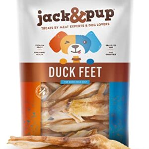 Jack&Pup Premium Grade Duck Feet Dog Chew, All Natural Dog Treats for Medium Dogs - High in Glucosamine Chondroitin for Dogs for Hip and Joint, Dehydrated Duck Feet Dog Treats for Small Dogs (20 pack)