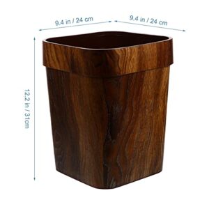 TOYANDONA 1Pc Square Trash Can with Pressing Ring Small Wood Wastebasket Garbage Bin for Kitchen Home Bathroom Bedroom Office Use (Coffee)