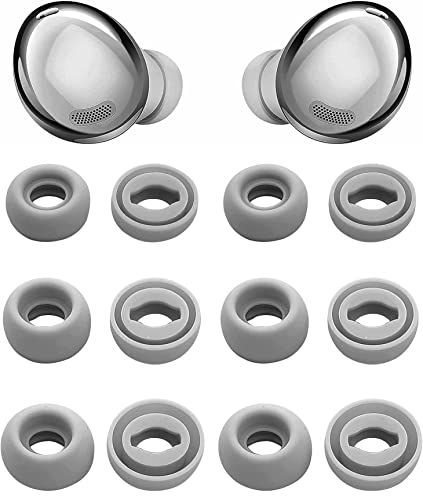 BLUEWALL Ear Tips for Galaxy Buds Pro Headphones, Fit in Charging Case Earbud Tips Eartips Replacement for Galaxy Buds Pro SM-R190 Earbuds, S/M/L 6 Pairs, Phantom Silver