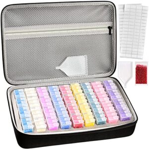 diamond painting storage containers, bead organizer case with 108 gird tools box, sticker & funnel plate. paint art accessories holder for diy 5d embroidery craft, nail diamonds and jewelry (box only)