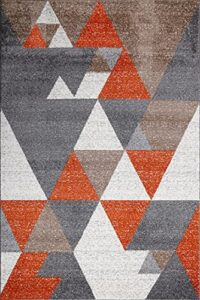 l'baiet emani orange white gray brown geometric triangle abstract color block pattern mid-century modern indoor 4' x 6' area rug