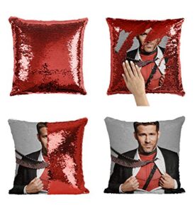 generic ryan reynolds sexy pillowcase,decor office decorative,funny gift for kids,interesting finds,magic mermaid reversible cushionno pillow insert,red,no pillow insert