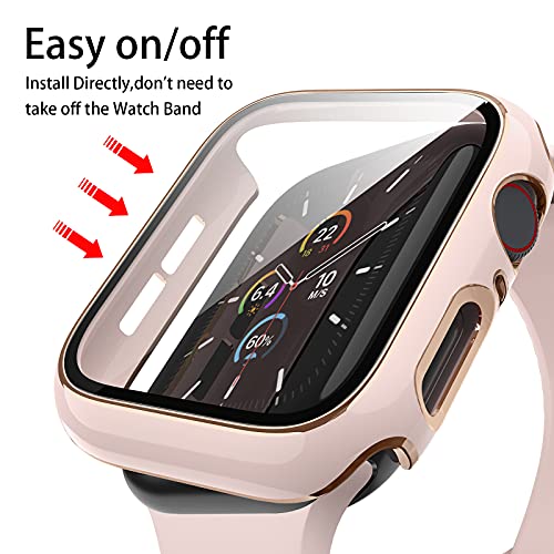 Lovrug 2 Pack Cases Compatible with Apple Watch Case 40mm SE/Series 6/5/4 Built in Tempered Glass Screen Protector Ultra-Thin Bumper Full Coverage iWatch Protective Cover for Women Men (Pink/Black)