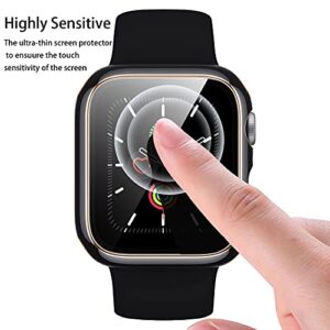 Lovrug 2 Pack Cases Compatible with Apple Watch Case 40mm SE/Series 6/5/4 Built in Tempered Glass Screen Protector Ultra-Thin Bumper Full Coverage iWatch Protective Cover for Women Men (Pink/Black)