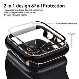 Lovrug 2 Pack Cases Compatible with Apple Watch Case 40mm SE/Series 6/5/4 Built in Tempered Glass Screen Protector Ultra-Thin Bumper Full Coverage iWatch Protective Cover for Women Men (Pink/Black)