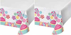 happy deals ~ candy sweets cupcakes lollipops tablecloth set | 2 pack table covers