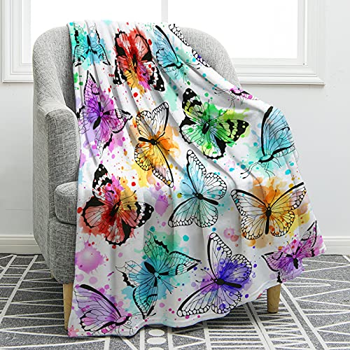 Jekeno Butterfly Throw Blanket Smooth Lightweight Soft Print Blanket for Travelling Camping Gift Kid Adult 60"x80"