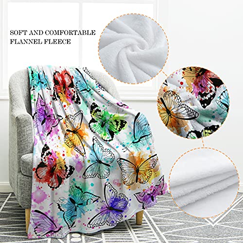 Jekeno Butterfly Throw Blanket Smooth Lightweight Soft Print Blanket for Travelling Camping Gift Kid Adult 60"x80"