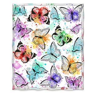 Jekeno Butterfly Throw Blanket Smooth Lightweight Soft Print Blanket for Travelling Camping Gift Kid Adult 60"x80"