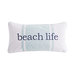 levtex home - sunset bay - decorative pillow (12 x 24in.) - beach - light blue, navy and white