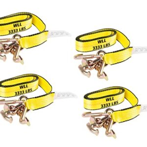 Mytee Products (4 Pack) 2" x 8' Recovery Winch Strap w/RTJ Cluster Hook Towing Truck Wrecker Tie Down