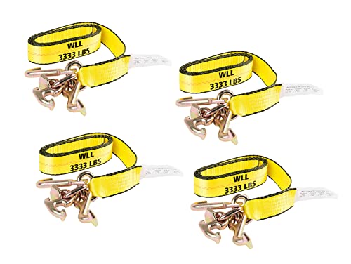 Mytee Products (4 Pack) 2" x 8' Recovery Winch Strap w/RTJ Cluster Hook Towing Truck Wrecker Tie Down