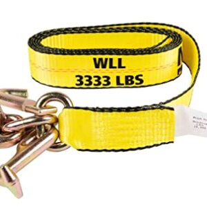 Mytee Products (4 Pack) 2" x 8' Recovery Winch Strap w/RTJ Cluster Hook Towing Truck Wrecker Tie Down