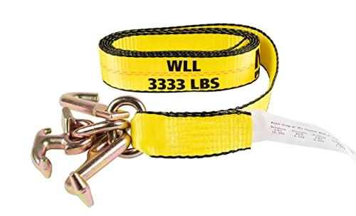 Mytee Products (4 Pack) 2" x 8' Recovery Winch Strap w/RTJ Cluster Hook Towing Truck Wrecker Tie Down