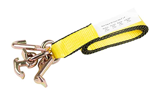 Mytee Products (4 Pack) 2" x 8' Recovery Winch Strap w/RTJ Cluster Hook Towing Truck Wrecker Tie Down