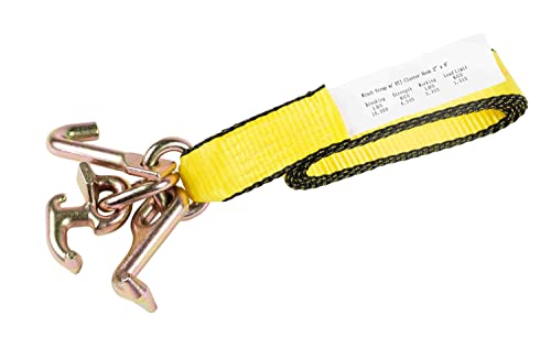 Mytee Products (4 Pack) 2" x 8' Recovery Winch Strap w/RTJ Cluster Hook Towing Truck Wrecker Tie Down