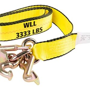 Mytee Products (4 Pack) 2" x 8' Recovery Winch Strap w/RTJ Cluster Hook Towing Truck Wrecker Tie Down