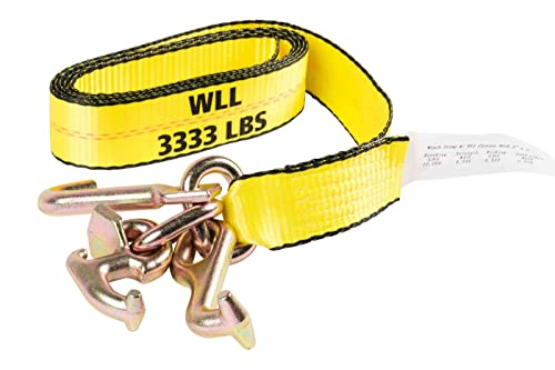 Mytee Products (4 Pack) 2" x 8' Recovery Winch Strap w/RTJ Cluster Hook Towing Truck Wrecker Tie Down