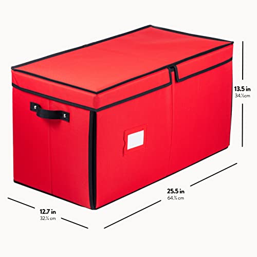 ZOBER Premium Large Christmas Ornament Storage Box, with Side Open, Drawer Style Trays - 3" Compartment, 8 Trays, Keeps 128 Holiday Ornaments & Xmas Accessories, Storage Container Made of 600D Oxford