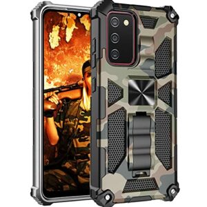 samsung galaxy a02s phone case,szyz camouflage sturdy phone case with heavy duty shockproof military grade anti-fall protection and built-in magnetic cover for samsung galaxy a02s, mc army green