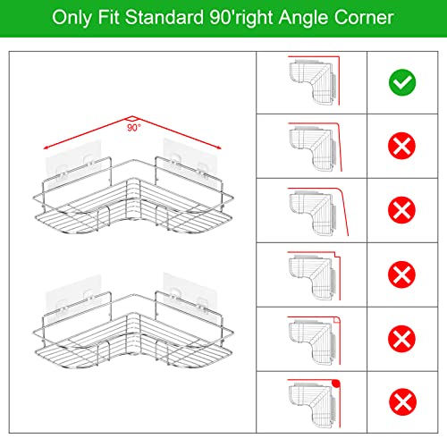 Diesisa Corner Shower Organizer, Stainless Shower Caddy with Adhesive Wall Hooks Shower Shevles Corner for Bathroom, Toilet, Dorm