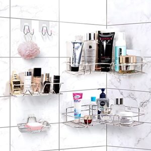 Diesisa Corner Shower Organizer, Stainless Shower Caddy with Adhesive Wall Hooks Shower Shevles Corner for Bathroom, Toilet, Dorm