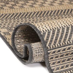 Sherloom Modern Indoor Outdoor Area Rugs 8x10 | Non-Shed - Non-Skid - Washable Rug Runner for Living Room, Dining, Entryway, Patio, Pool Deck | Menzis Collection | Charcoal