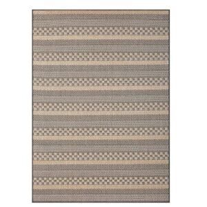 Sherloom Modern Indoor Outdoor Area Rugs 8x10 | Non-Shed - Non-Skid - Washable Rug Runner for Living Room, Dining, Entryway, Patio, Pool Deck | Menzis Collection | Charcoal