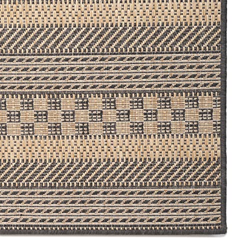 Sherloom Modern Indoor Outdoor Area Rugs 8x10 | Non-Shed - Non-Skid - Washable Rug Runner for Living Room, Dining, Entryway, Patio, Pool Deck | Menzis Collection | Charcoal