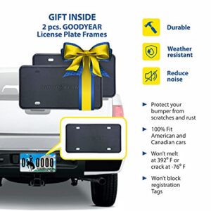 Goodyear Side View Mirror Guards, Pair, Flexible Plastic Protection to Improve Clarity, Visibility, and Road Safety, Protects Against Rain, Snow, and Dirt, Includes 2 License Plate Frames - GY003798