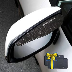 goodyear side view mirror guards, pair, flexible plastic protection to improve clarity, visibility, and road safety, protects against rain, snow, and dirt, includes 2 license plate frames - gy003798