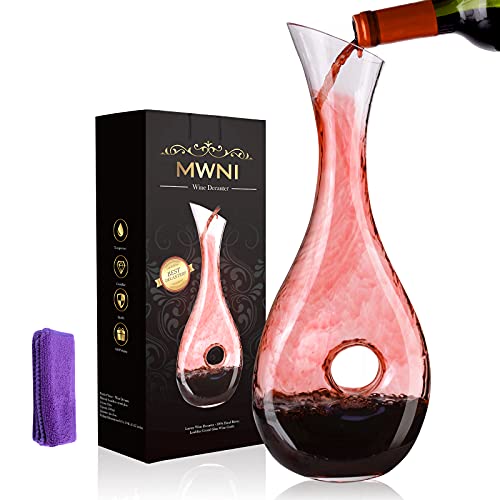 Wine Decanters and Carafes by MWNI-1.2 Liters Lead-Free Crystal Wine Decanter Set,Used as Wine Aerator Decanter,Wine Carafe Decanter,Red Wine Decanter, Glass Decanter Wine Accessories, Wine Gifts