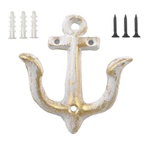 hzfly vintage nautical anchor hook, rustic and chic wall mounted coat rack, kitchen hook, bathroom towel rack (white)