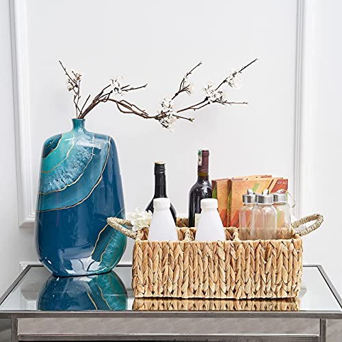 Wicker Divided Storage Basket Woven Natural Basket Hyacinth for Organizing Bathroom Kitchen Shelves Office Supplies Organization Everyday Wicker Storage Baskets 4 Section Rectangular Tray