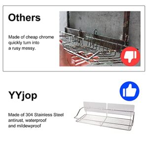 YYjop Shower Caddy 2 Pack No Drilling Shower Organizer Stainless Steel Shower Shelf for Bathroom Kitchen