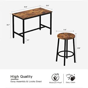 AWQM Bar Table and Chairs Set Industrial Counter Height Pub Table with 4 Chairs Bar Table Set 5 Pieces Dining Table Set Home Kitchen Breakfast Table, Rustic Brown