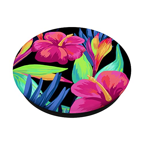 Neon tropical Flowers PopSockets Swappable PopGrip