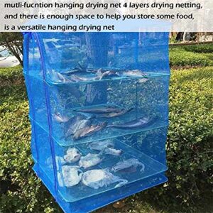 WEISGJA Drying Rack 4 Layers Folding Fish Mesh, Foldable Nylon Netting, Hanging Drying Fish Net, for Shrimp Fish Fruit Vegetables Herb, with Zipper Opening-Blue (25.59X13.78X13.78 in)…