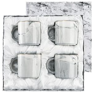 Youeon 4 Pack 12 Oz Marble Coffee Mugs, Ceramic Coffee Mugs, Tea Cups Coffee Cups Mugs Gift for Coffee, Milk, Cocoa, Drink, Birthday, Party, Mother's Day, Valentine's Cup, Grey