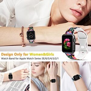 Sport Band Compatible for Apple Watch Bands 38mm 40mm 41mm for Lady Women Girls, Stylish Cute Bands, Soft Silicone Sport Replacement Strap Band for iWatch Series SE 8 7 6 5 4 3 2 1