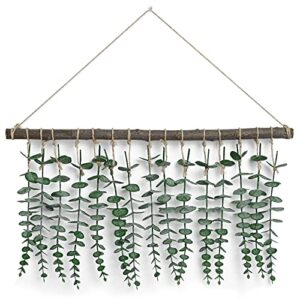 artflower eucalyptus hanging wall decor, artificial eucalyptus vines and greenery wall hanging plants farmhouse boho wall decor for bedroom, kitchen, office and bathroom(19.7" x 10")