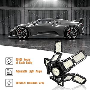 ESSNAMS Garage Led Light 180W, 18000LM Bright Led Garage Light, 6500K Deformable Led Garage Lights with 10 Adjustable Panels, Garage Lights Ceiling LED for Garage, Barn, Basement