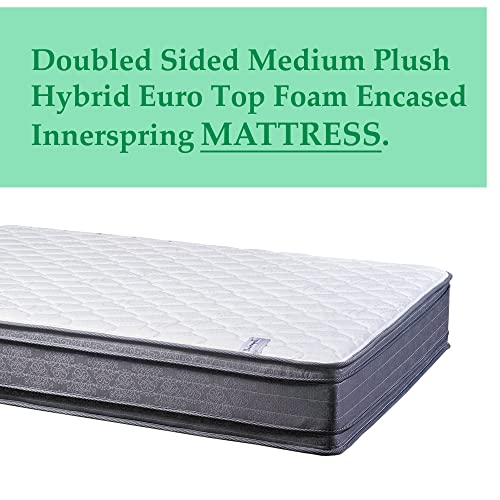 Treaton, 12-Inch Doubled Sided Medium Plush Hybrid Euro Top Foam Encased Mattress/Improves Sleep by Reducing Back Pain, Queen,SC30j-5/0-1