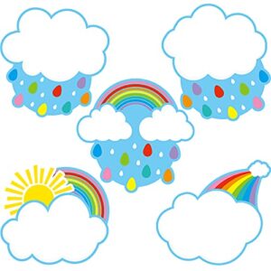 45 pieces rainbows cut-outs, rainbows sun cloud accents paper cutouts name tags labels rainbows party bulletin board classroom decoration for teacher student back to school supplies, 6.7 x 5.1 inch